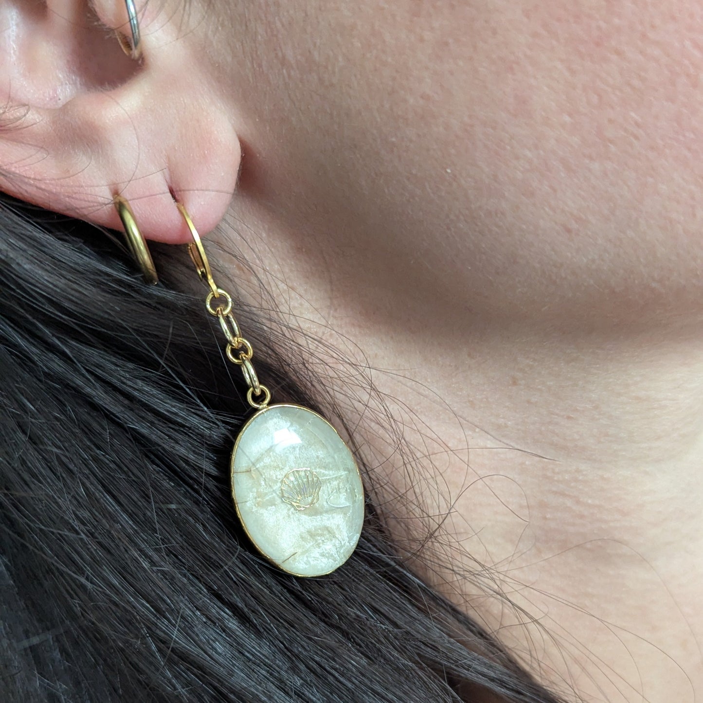Boucles d'oreilles Monnaie du pape & coquillage