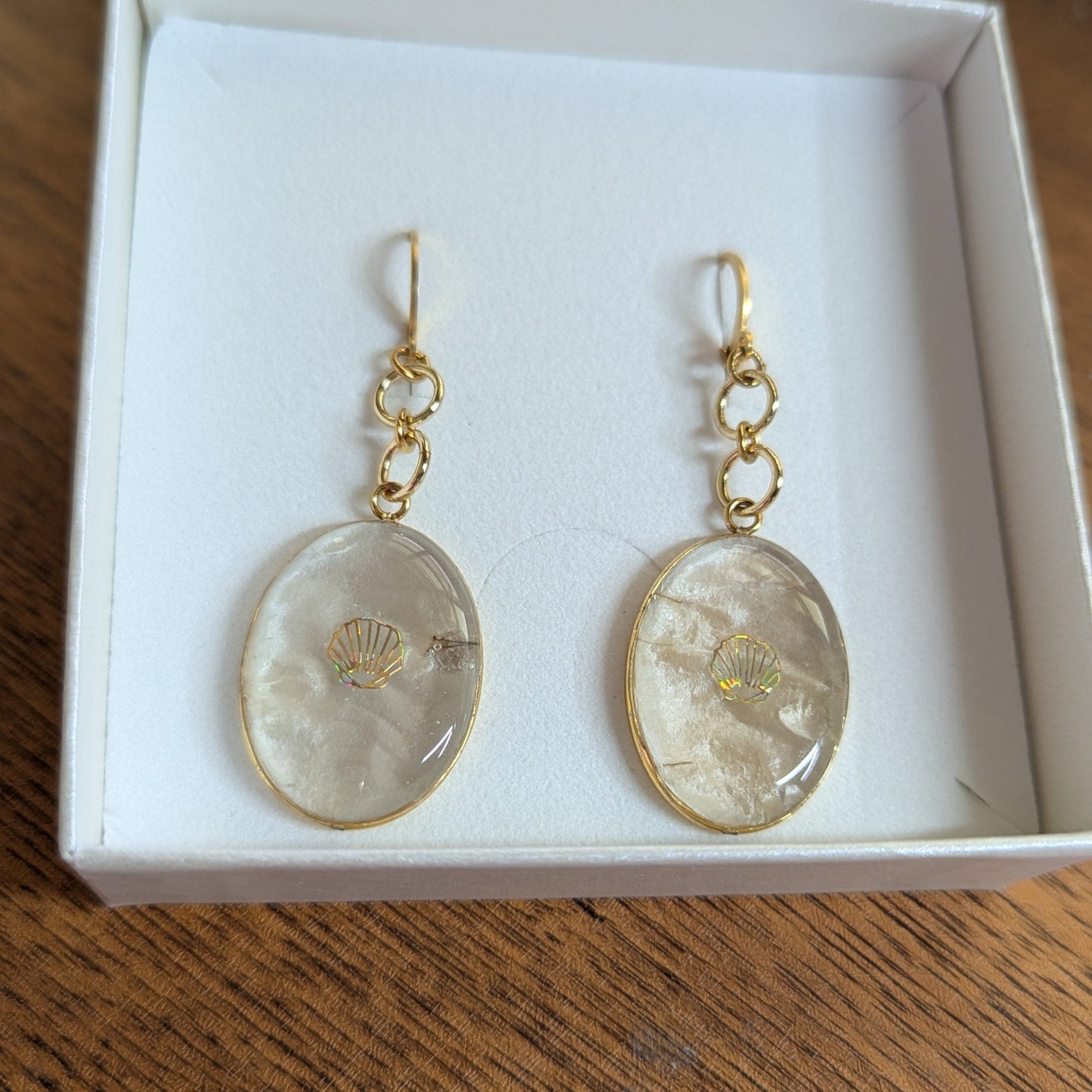 Boucles d'oreilles Monnaie du pape & coquillage