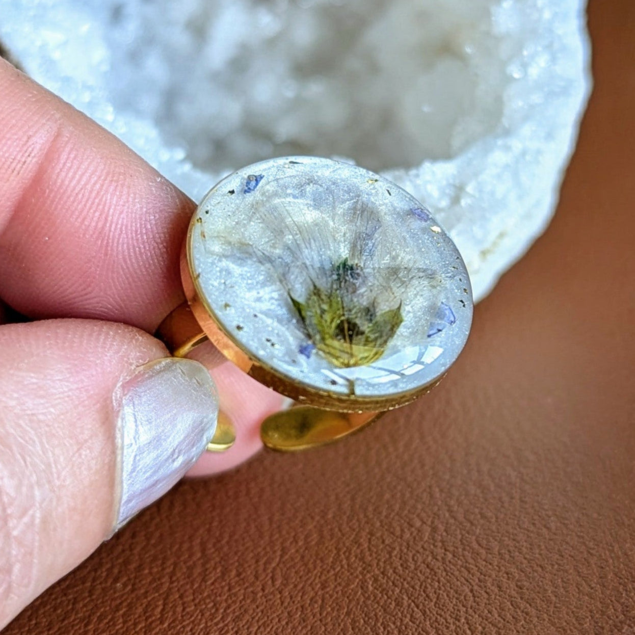 bague dorée fleur de lin bisanuelle normandie