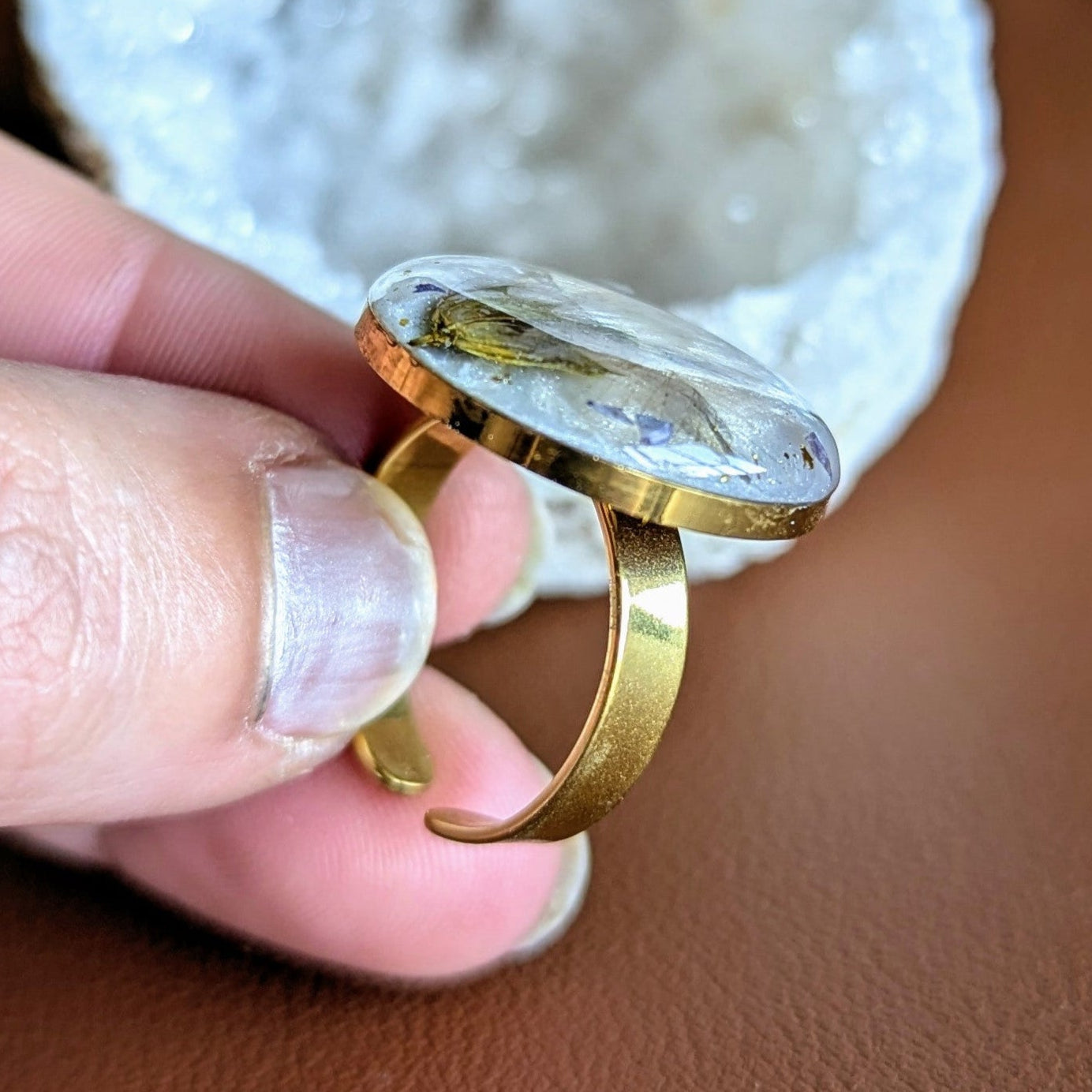 bague dorée fleur de lin bisanuelle normandie