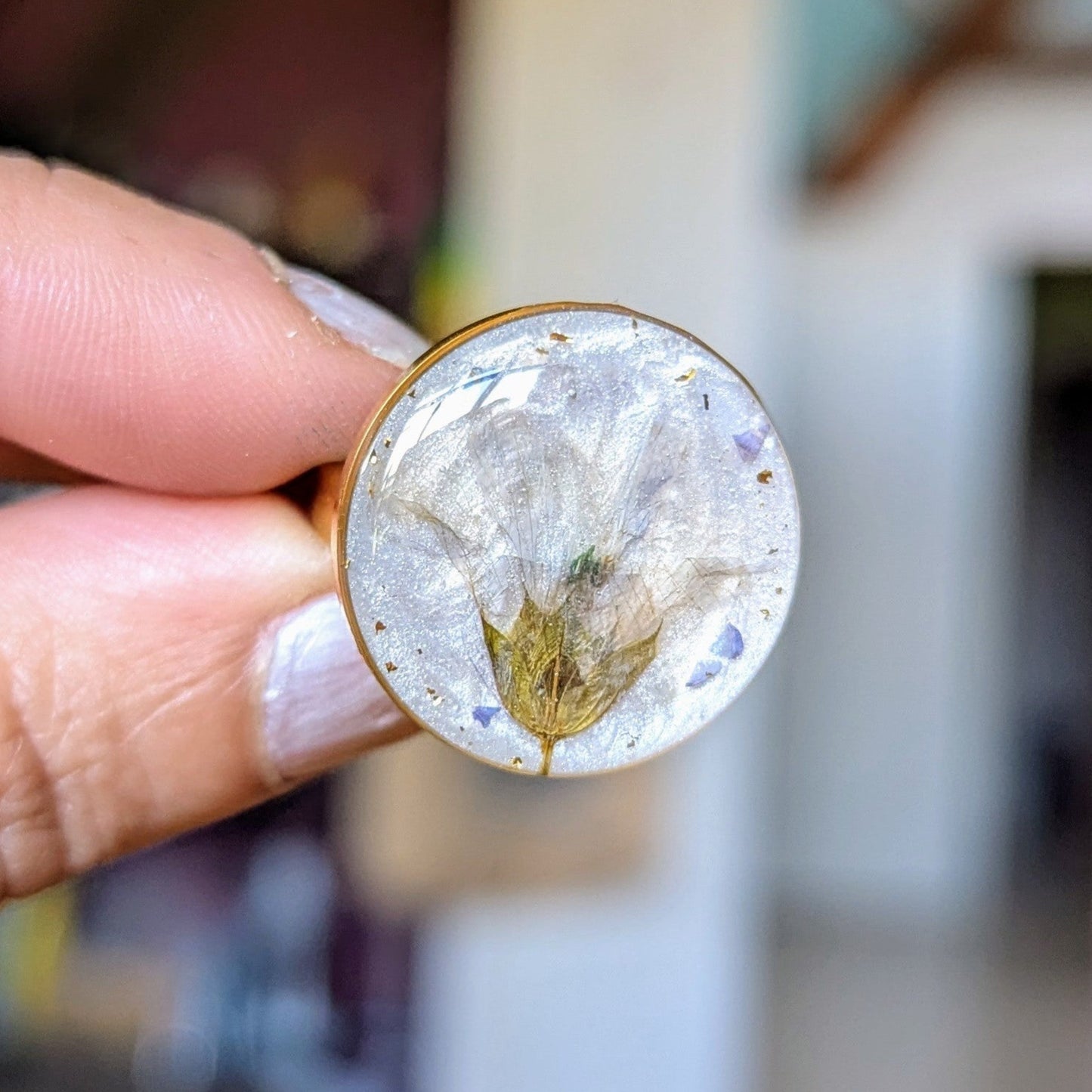 bague dorée fleur de lin bisanuelle normandie