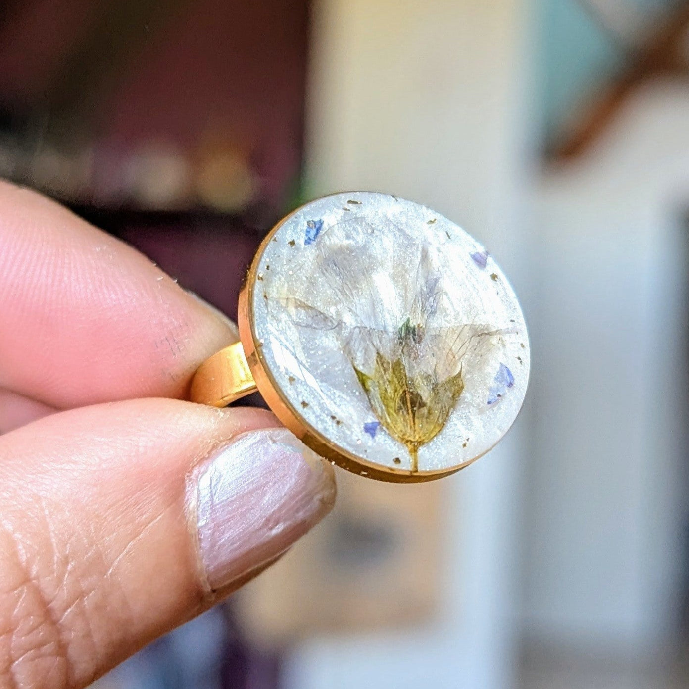 bague dorée fleur de lin bisanuelle normandie