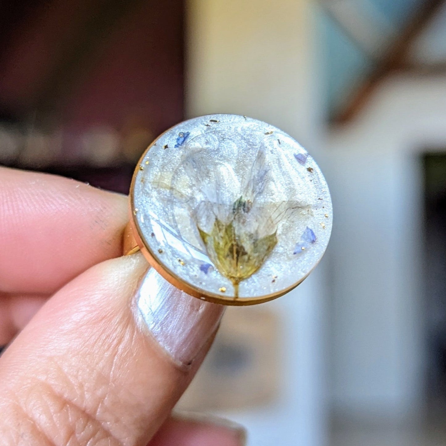 bague dorée fleur de lin bisanuelle normandie