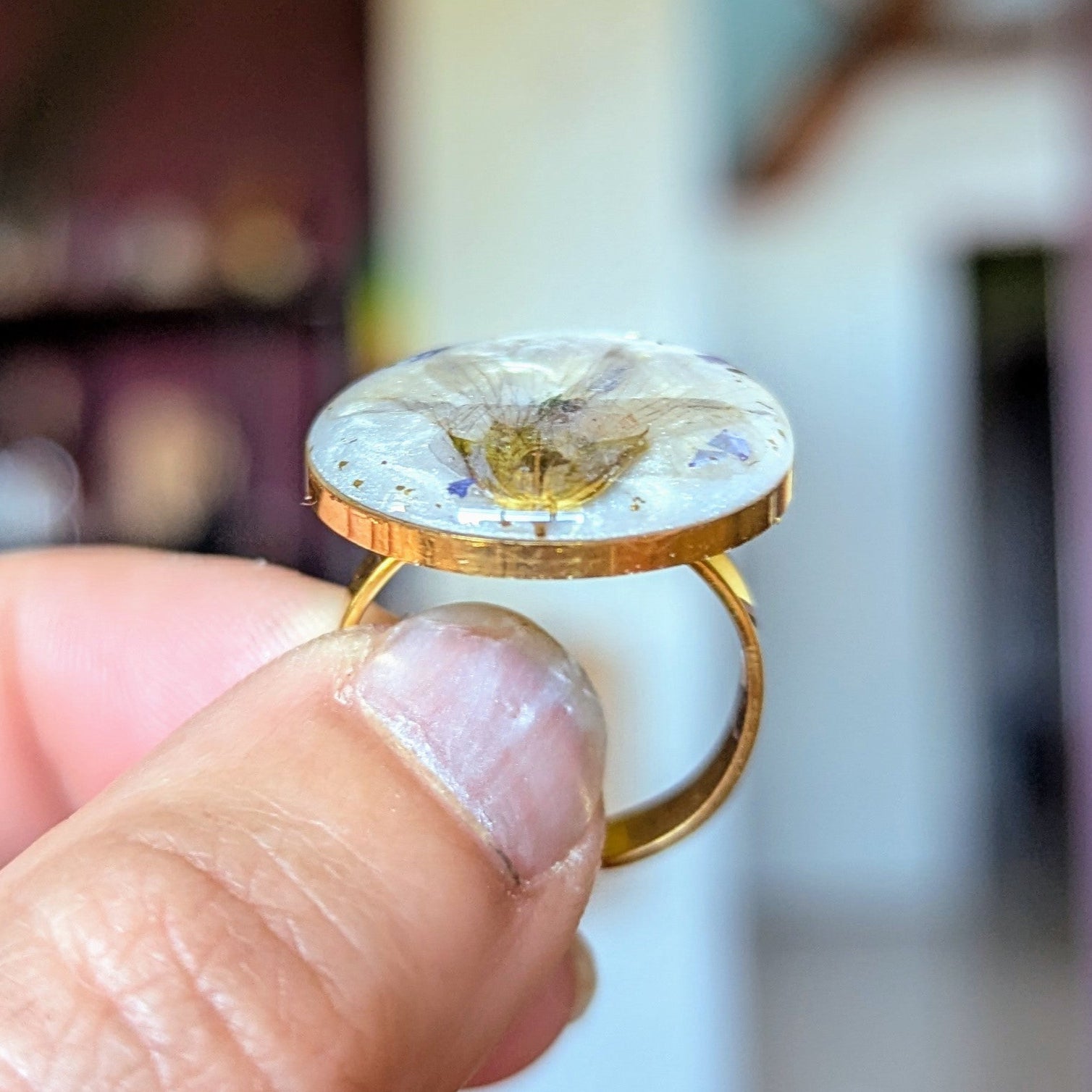 bague dorée fleur de lin bisanuelle normandie