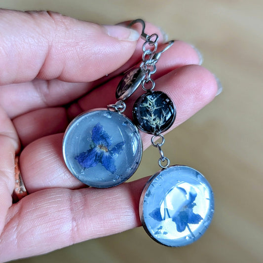 boucles d'oreilles violette sauvage et graminées
