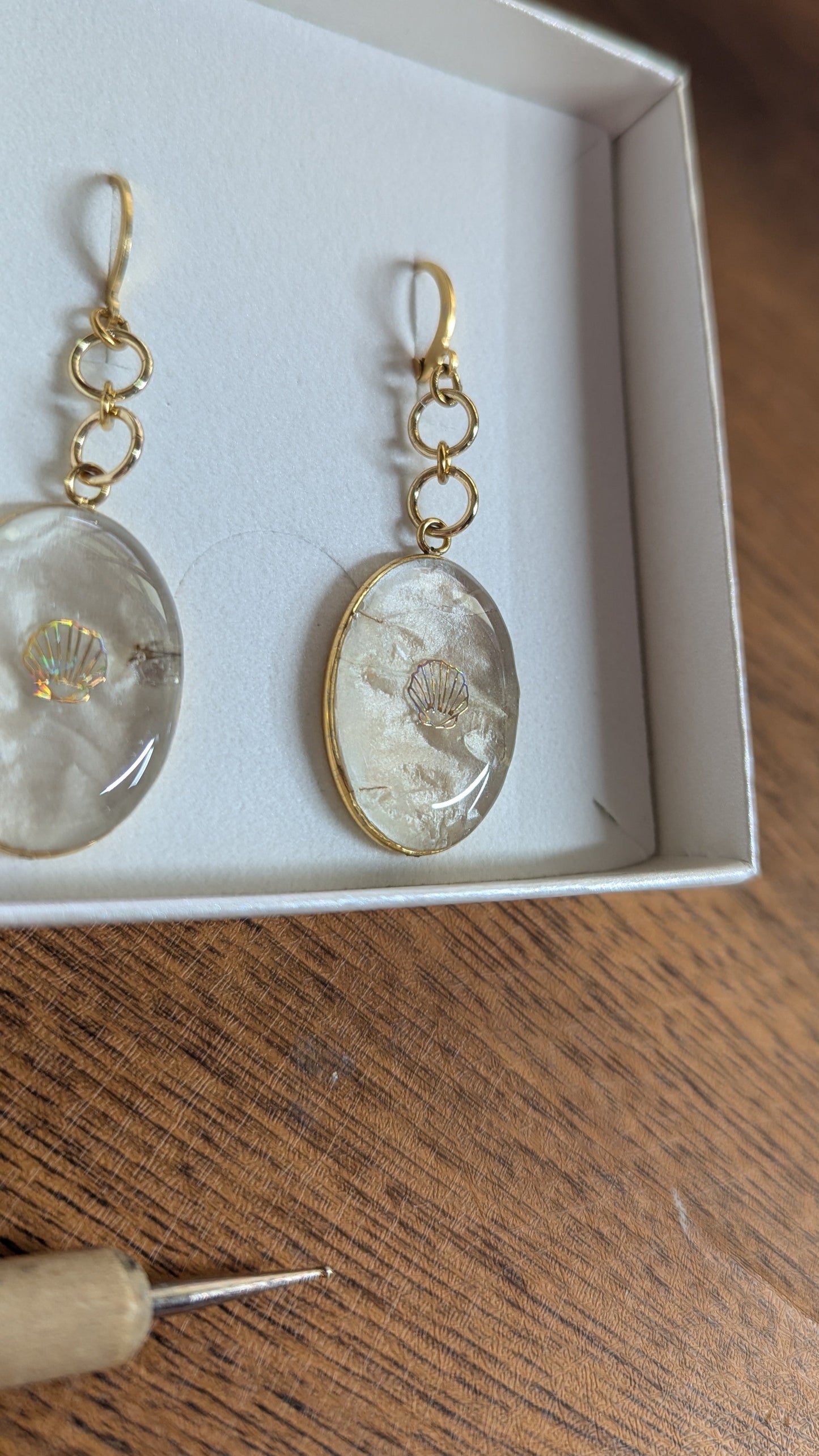 Boucles d'oreilles Monnaie du pape & coquillage
