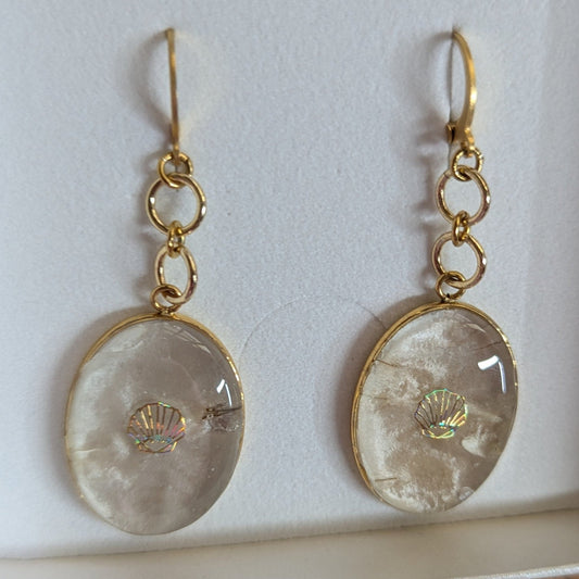 Boucles d'oreilles Monnaie du pape & coquillage