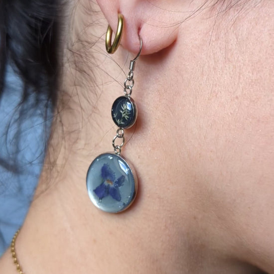boucles d'oreilles violette sauvage et graminées