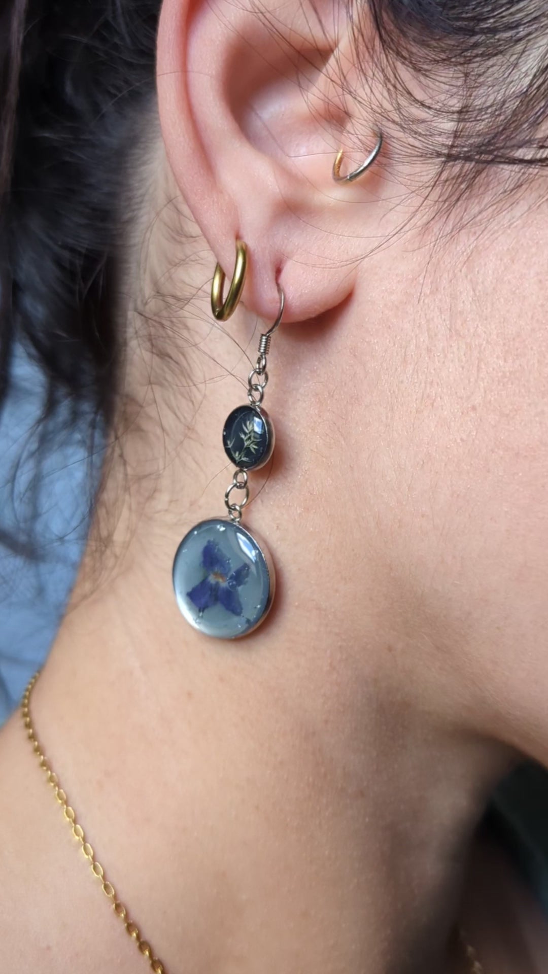boucles d'oreilles violette sauvage et graminées